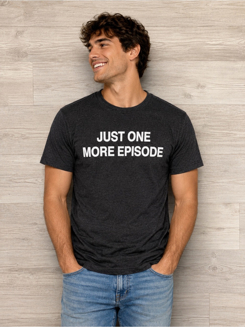 Mighty Fine Charcoal 'Just One More Episode' Graphic Tee